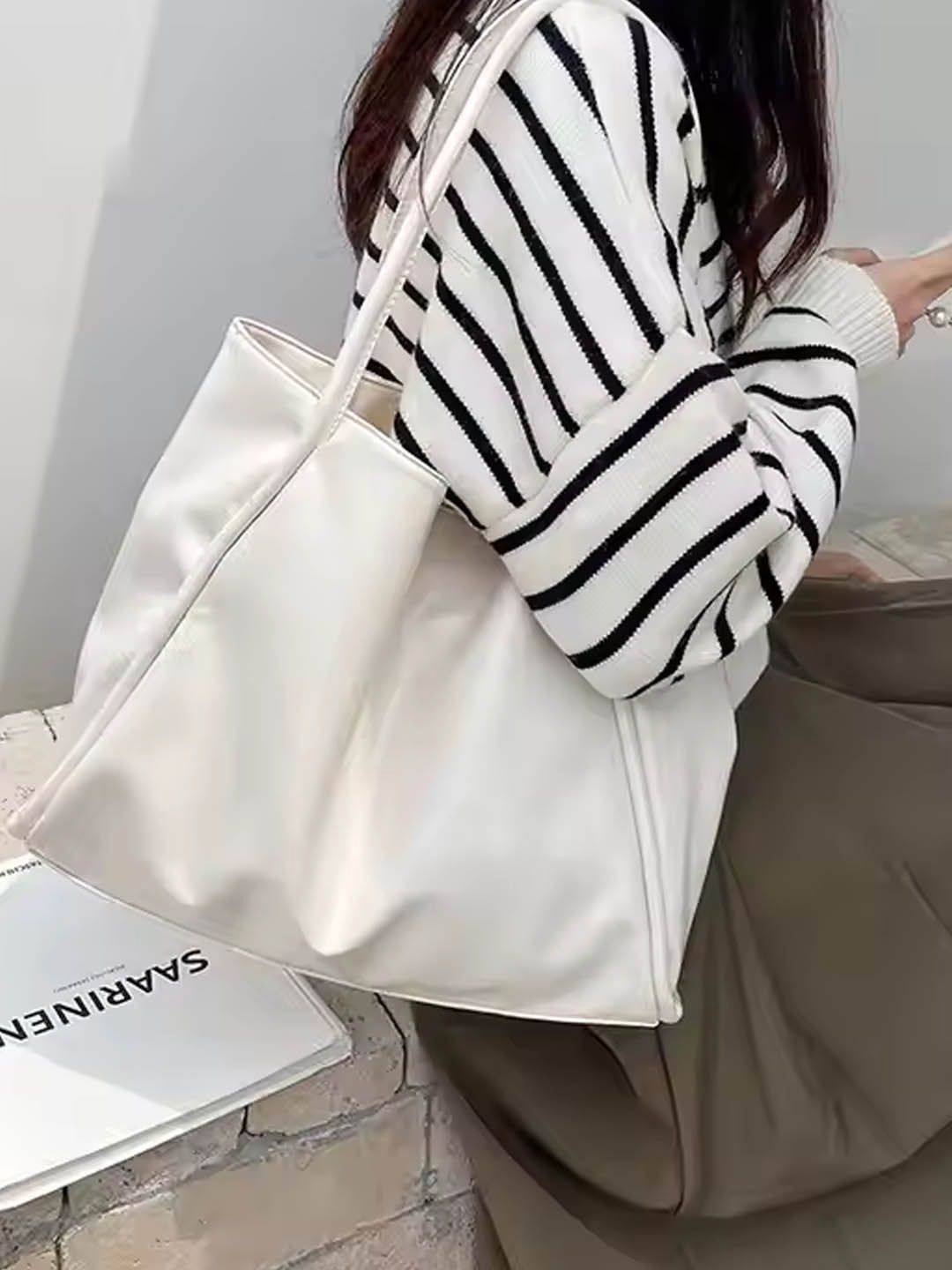 

StyleCast Bucket Hobo Bag with Cut Work, White