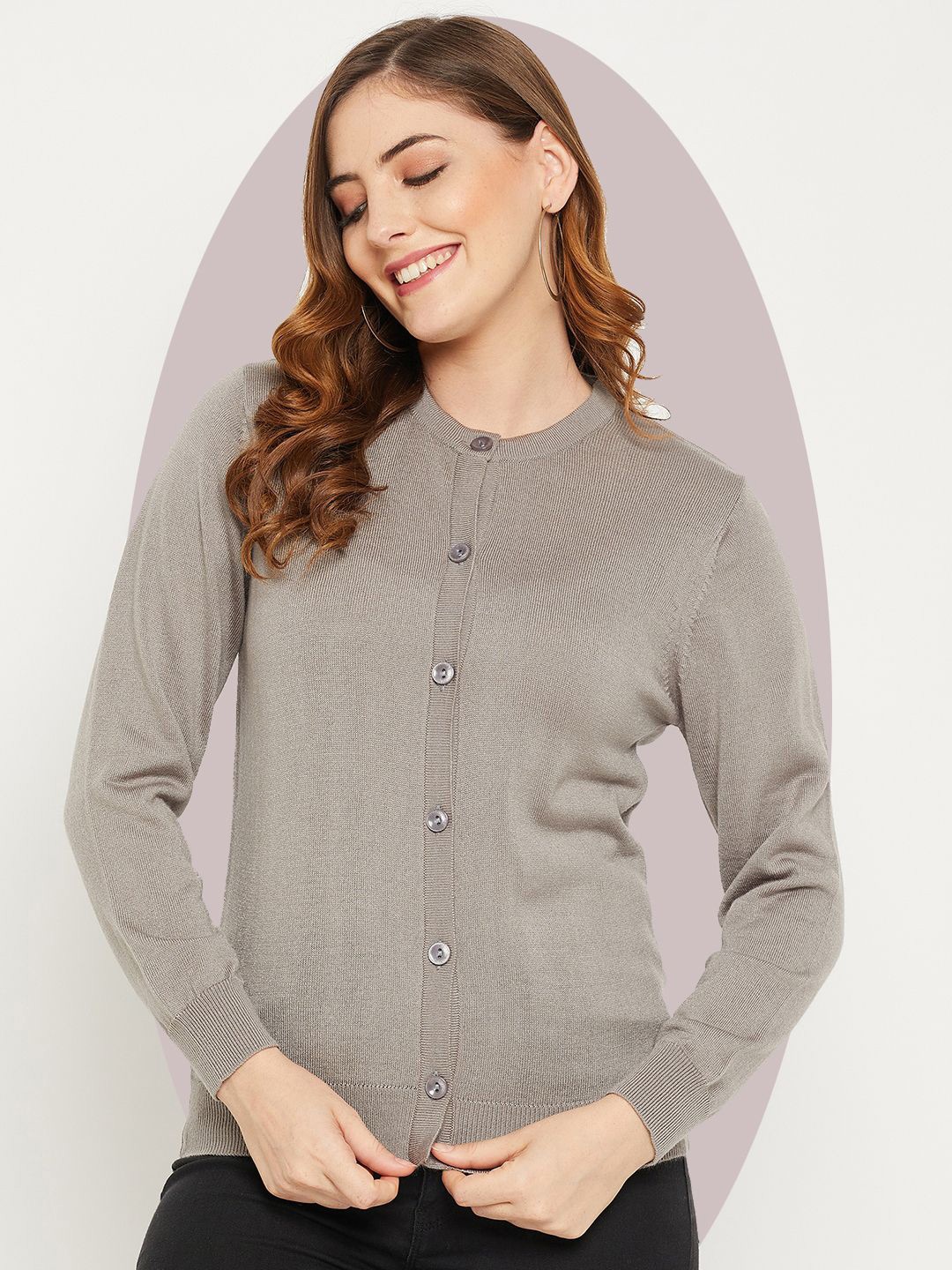 

Zigo Women Woollen Crop Cardigan, Grey