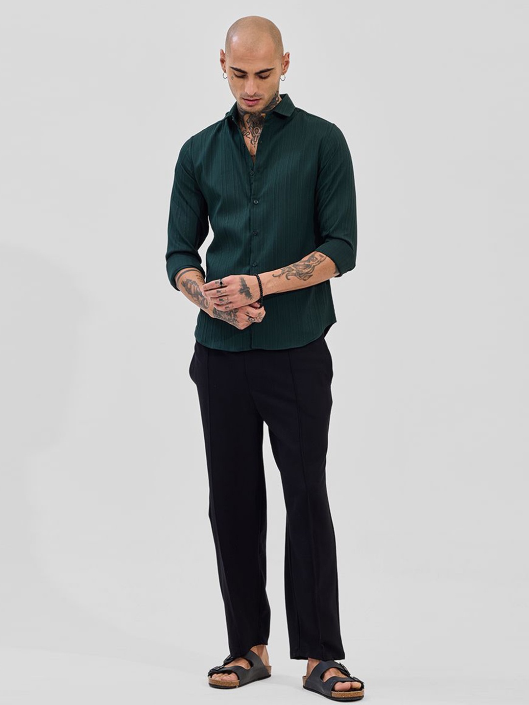 

Snitch Men Slim Fit Opaque Formal Shirt, Green