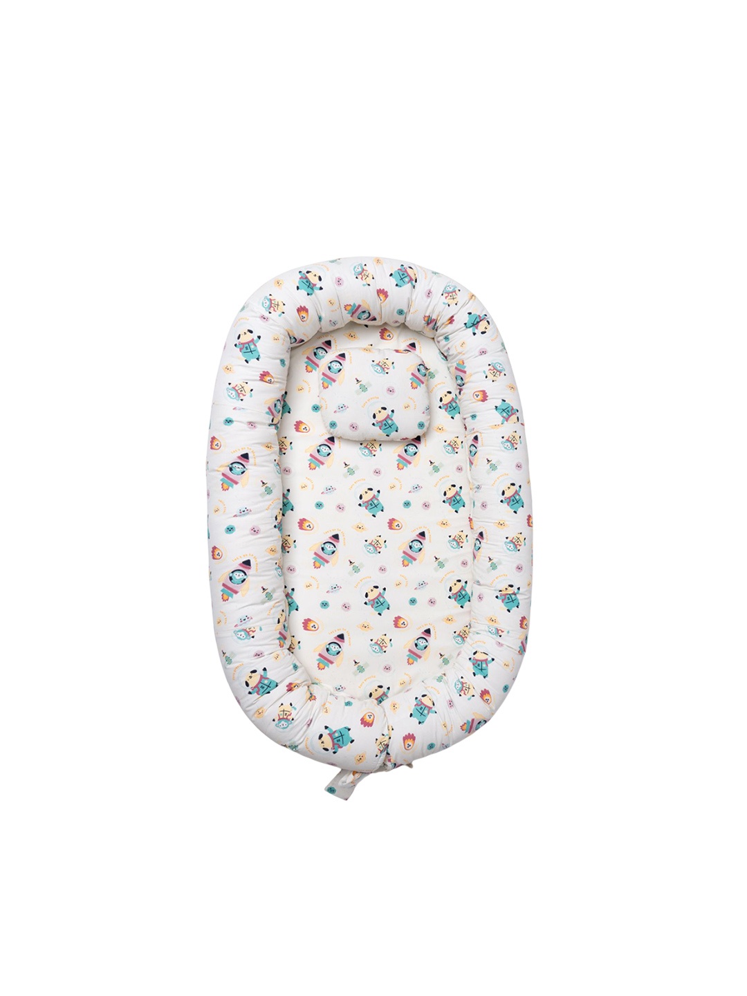 

TIDY SLEEP Kids White Printed Pure Cotton Baby Nest
