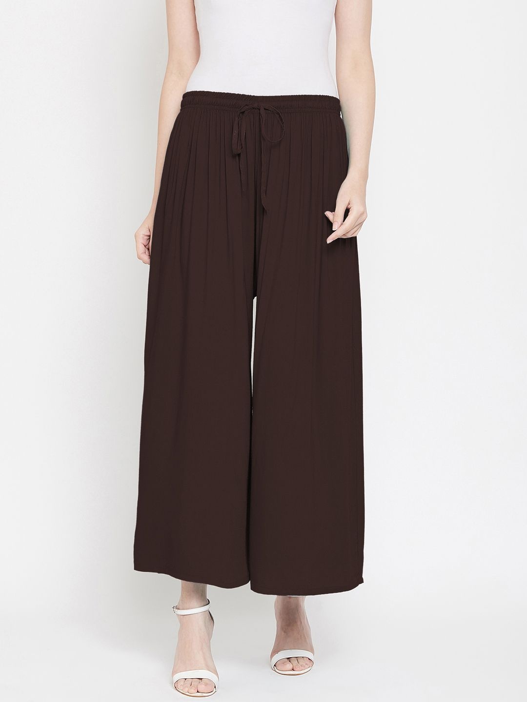 

Castle Lifestyle Women Flared Ethnic Palazzos, Coffee brown