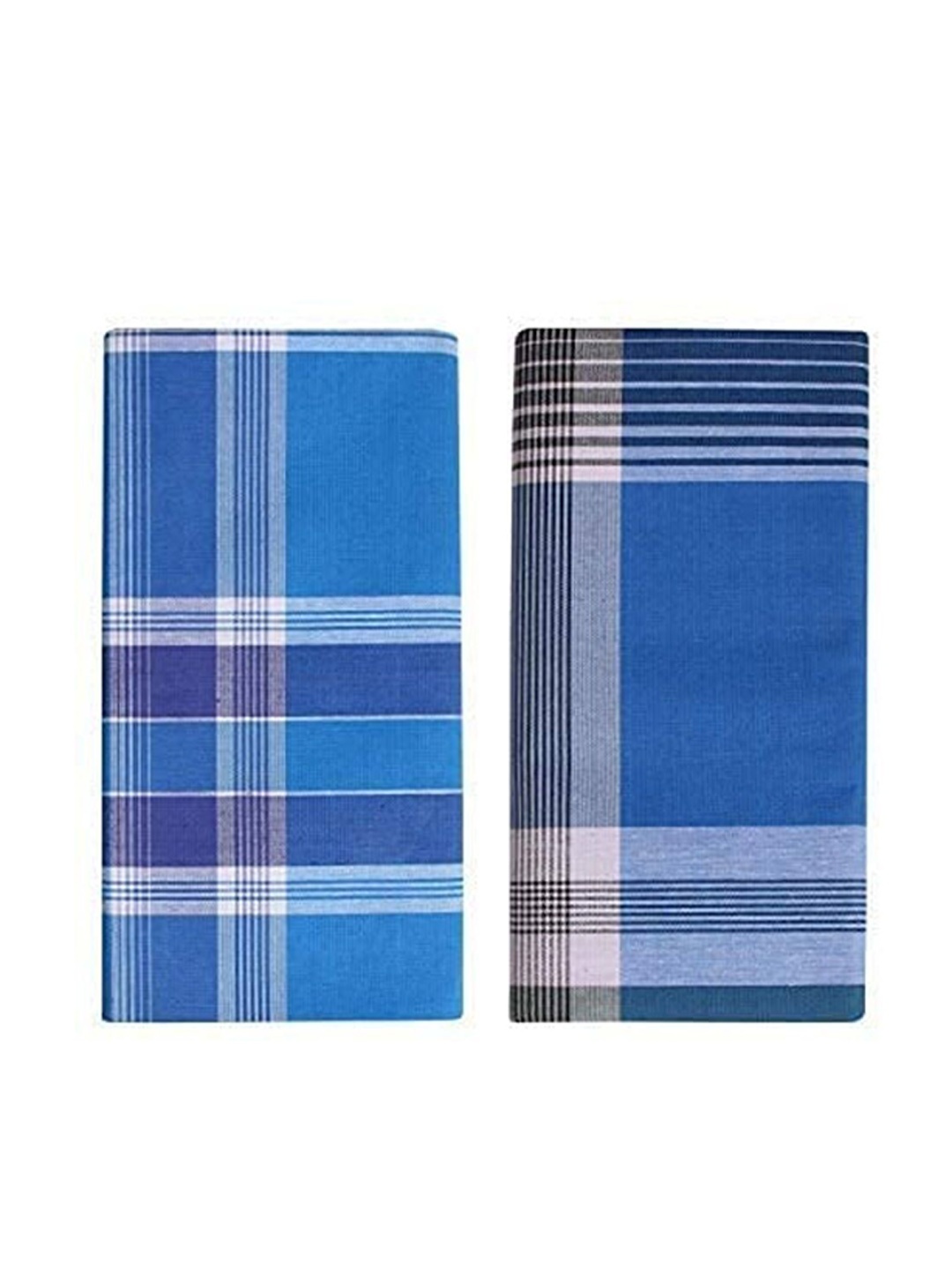 

Suman Tex Pack Of 2 Checked Cotton Lungi, Blue