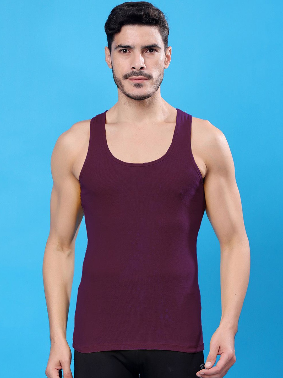 

FBAR Men Bio-Wash Cotton Innerwear Gym Vest, Purple