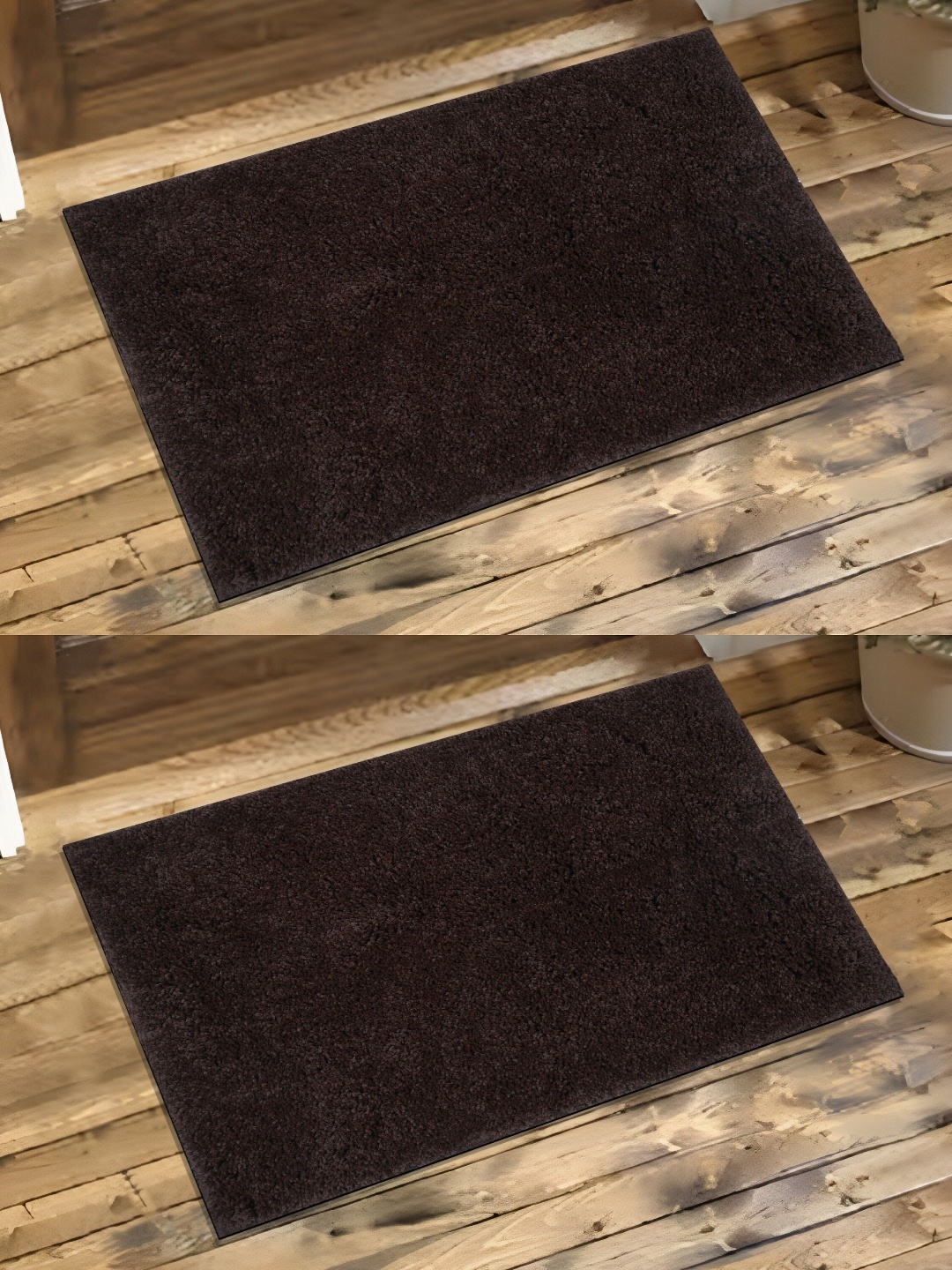

GRHAMOY 2-Pcs Brown Textured Anti-Skid Doormats