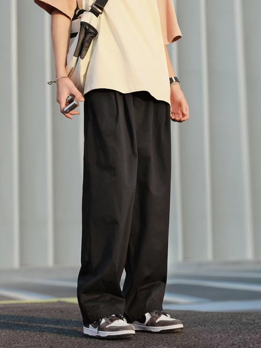 

StyleCast Men Cotton Solid Straight Fit Trousers, Black