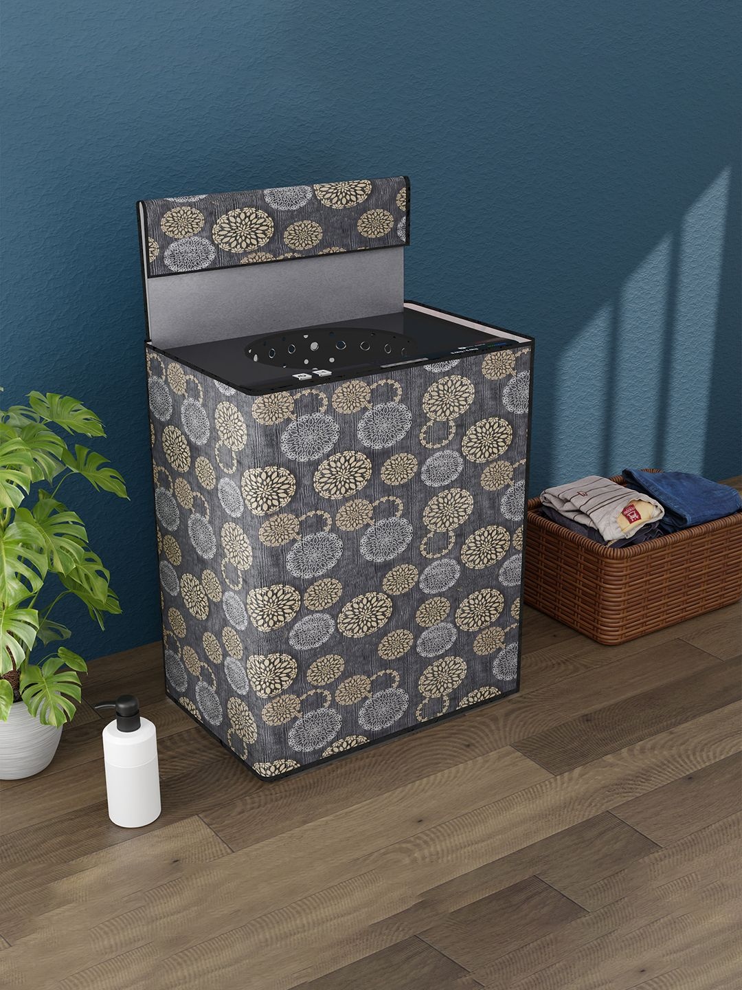 

Kuber Industries Black & White Printed Washing Machine Cover