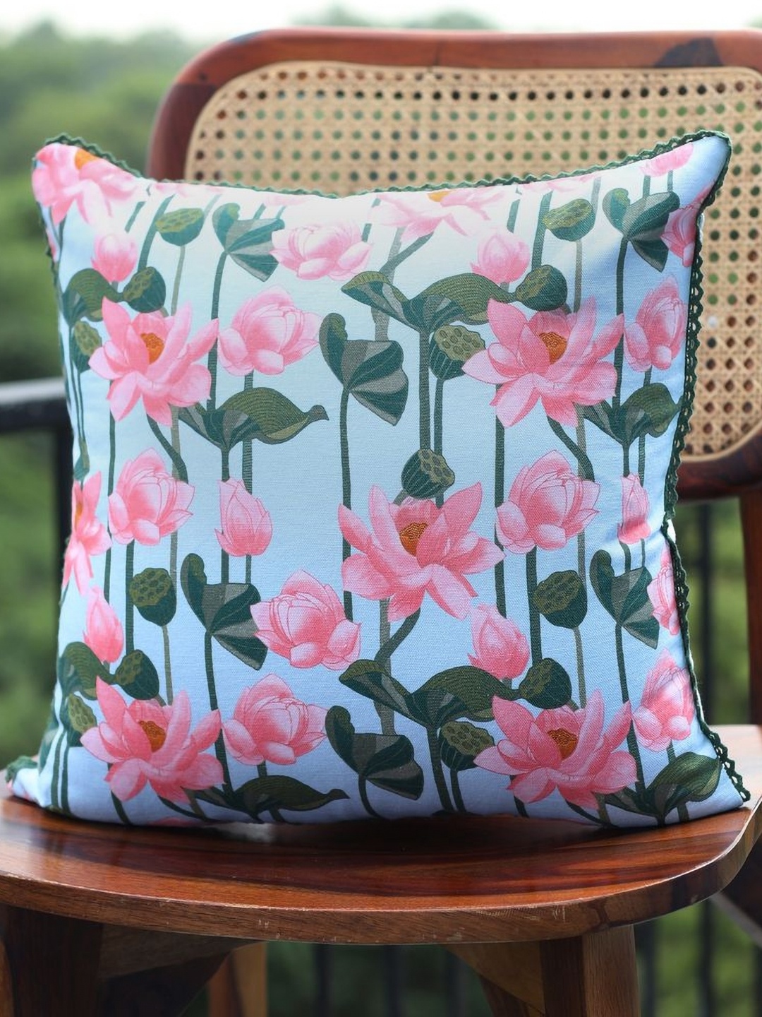 

Abolee Homes White & Pink Set of 2 Floral Square Cushion Covers