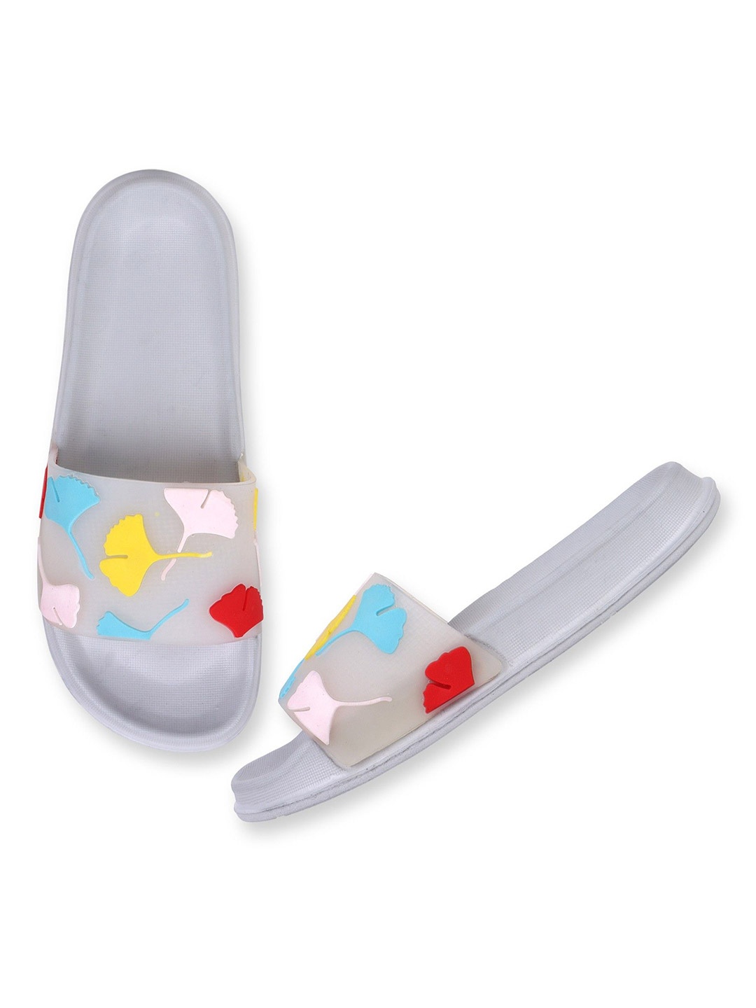 

KAPYANSH Women Printed Rubber Sliders, Grey