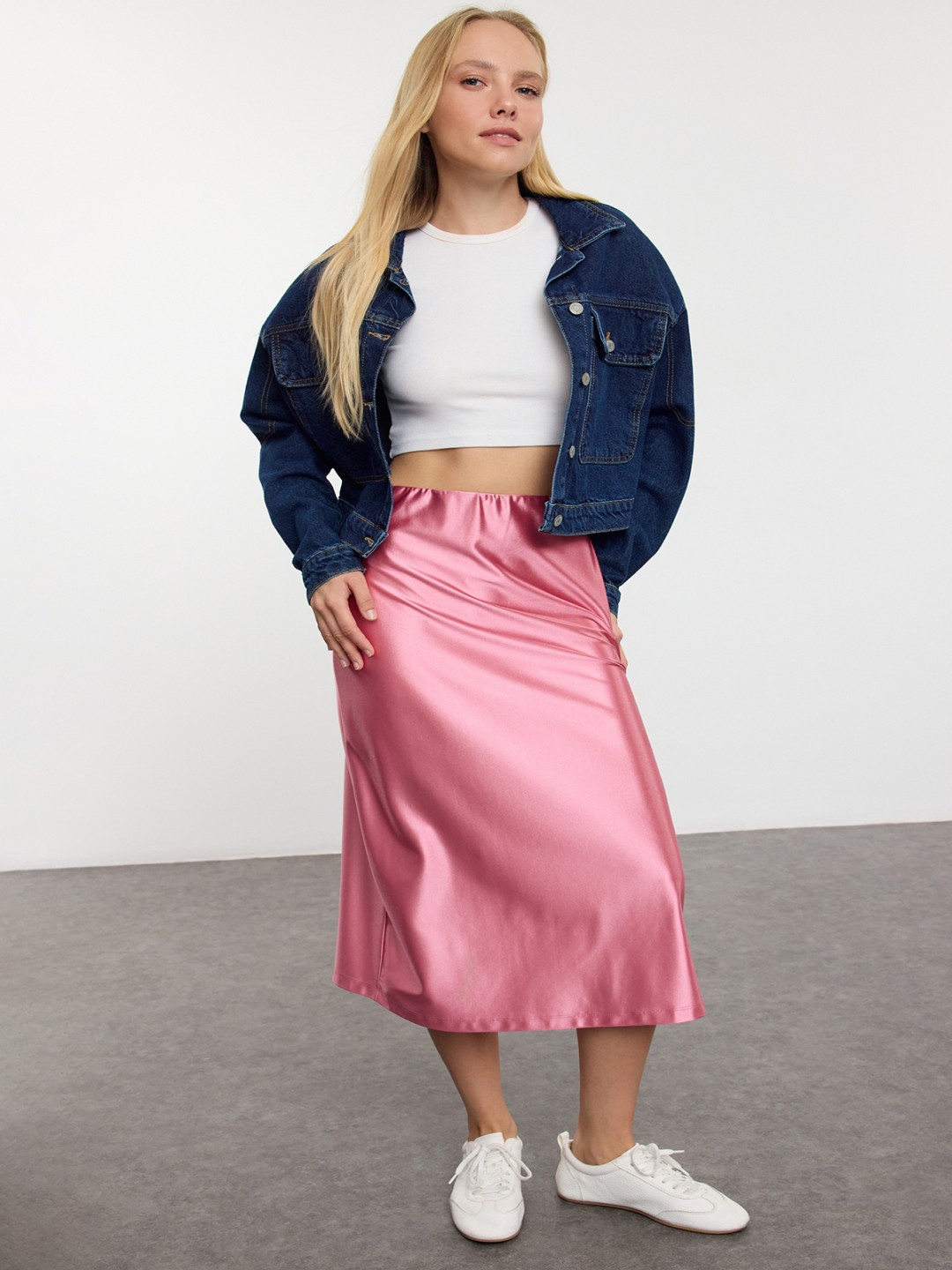 

Trendyol Women Plus Size Pencil Midi Skirt, Pink