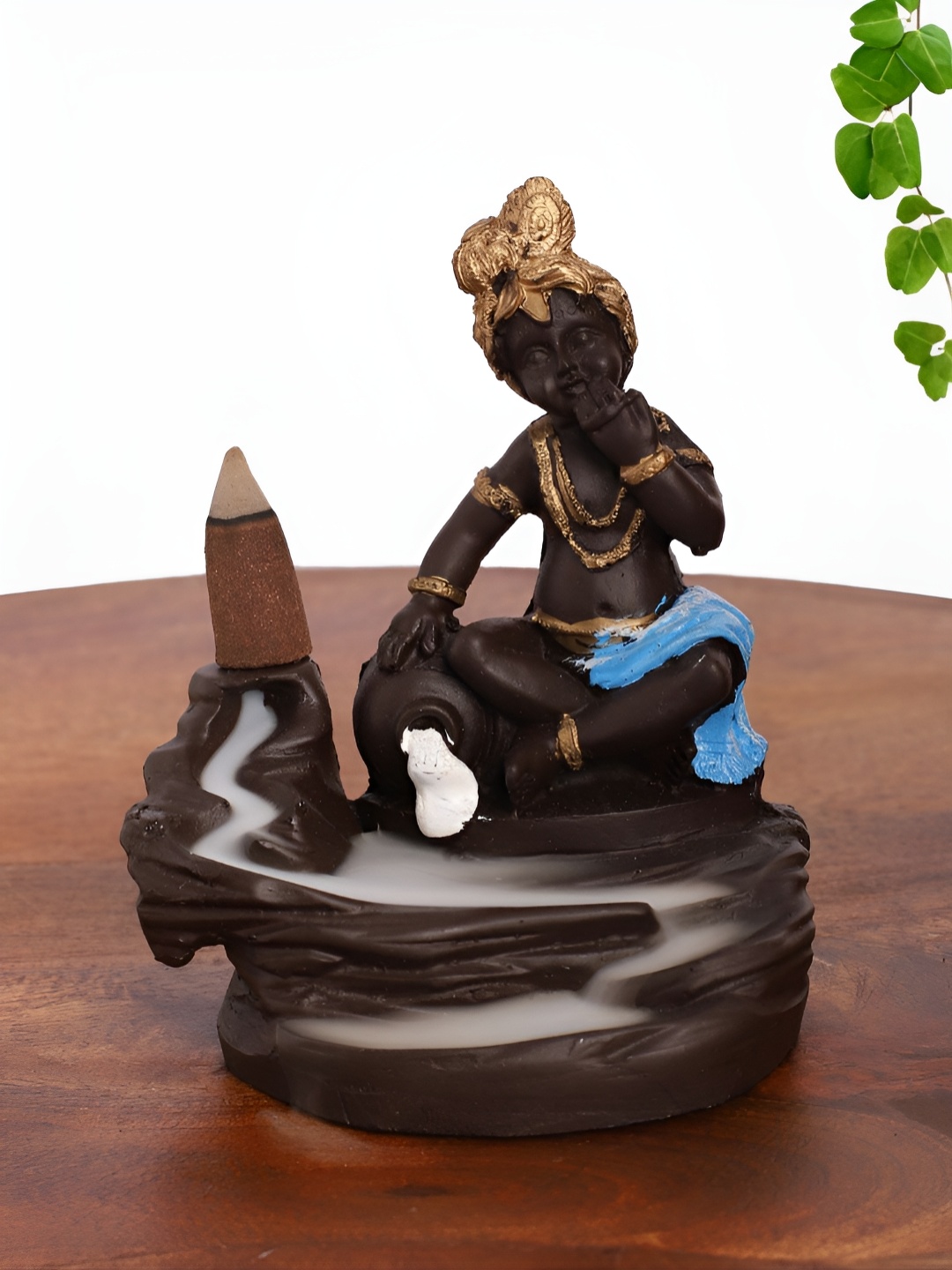 

INTERNATIONAL GIFT Brown Makhan Chor Laddu Gopal Idol Religious Figurine Showpiece, Blue