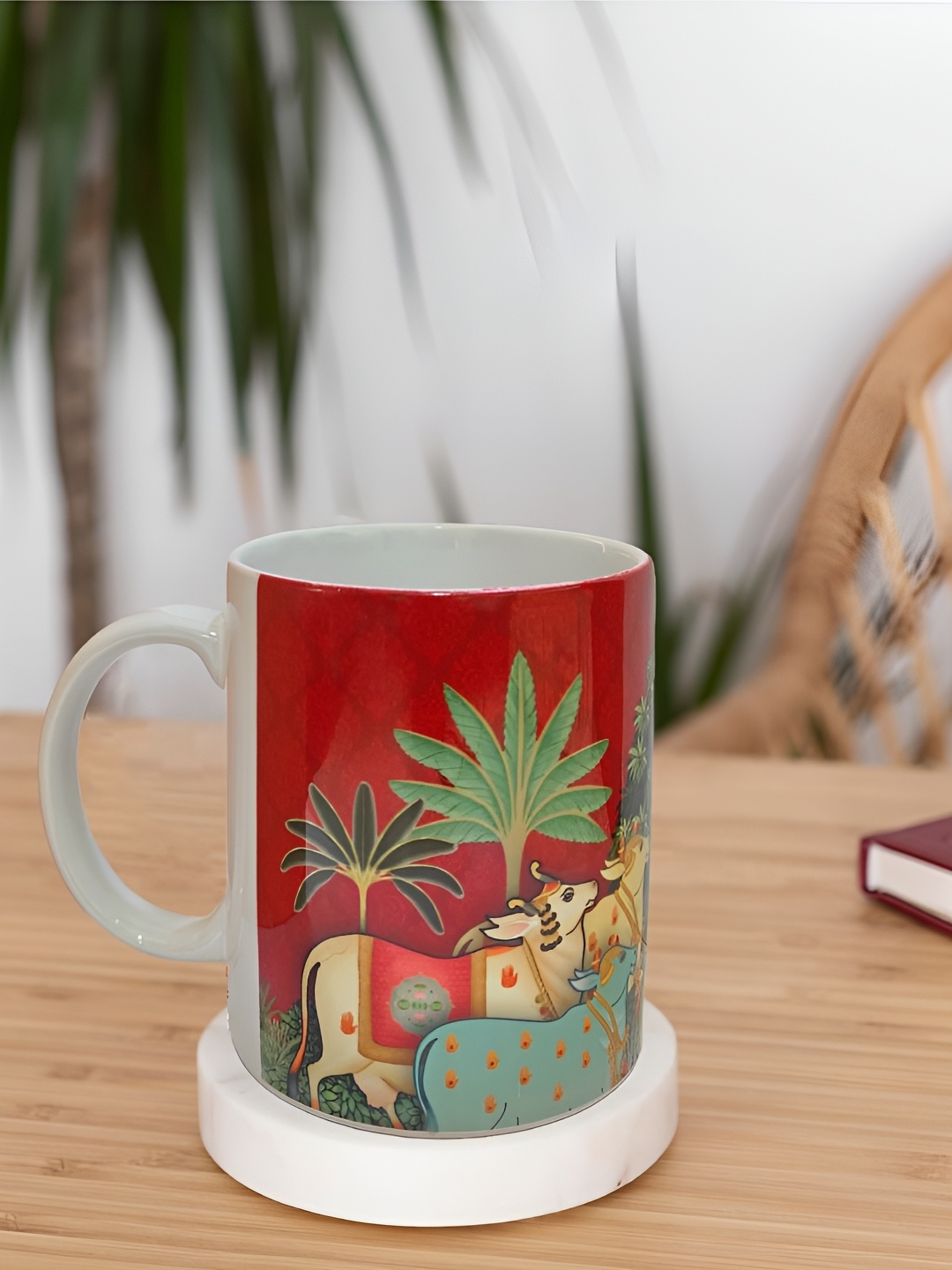 

MAATIR DESIGNS Red & Green Printed Ceramic Glossy Mugs Set of Cups and Mugs