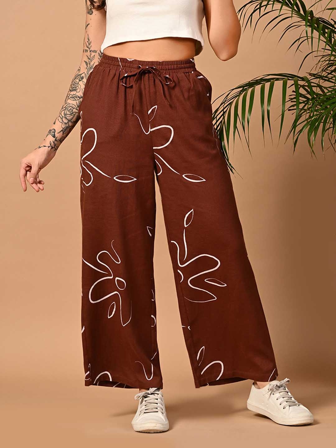 

DressBerry Women Printed Trousers, Brown