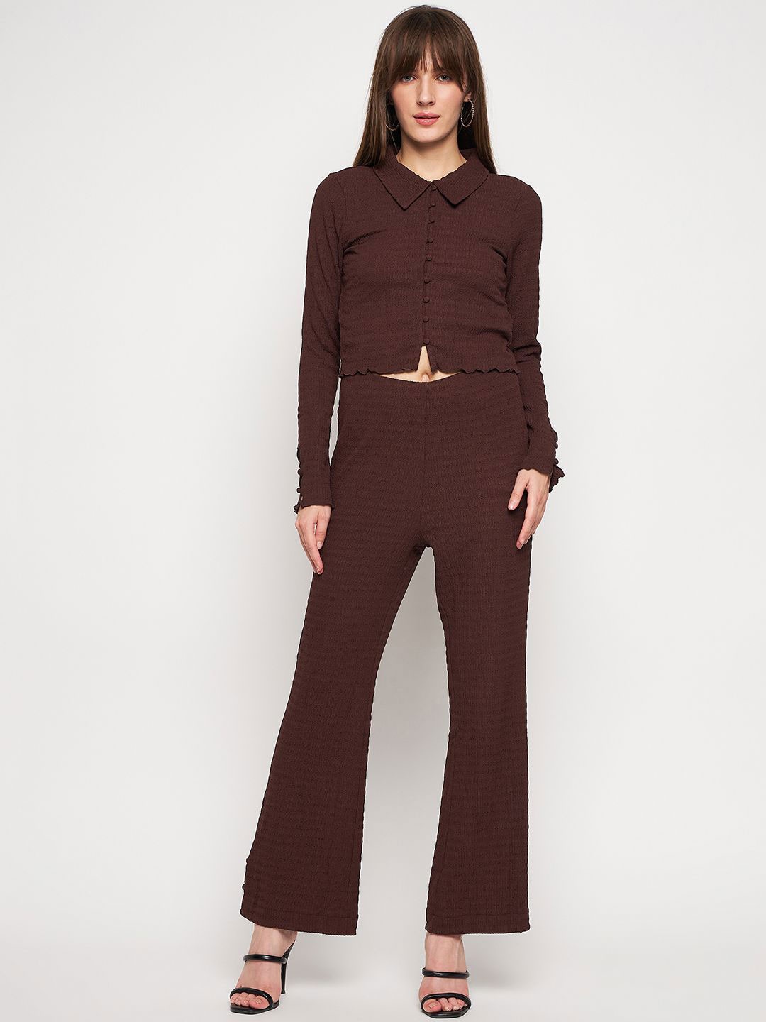 

Madame Long Sleeves Shirt With Trouser, Brown