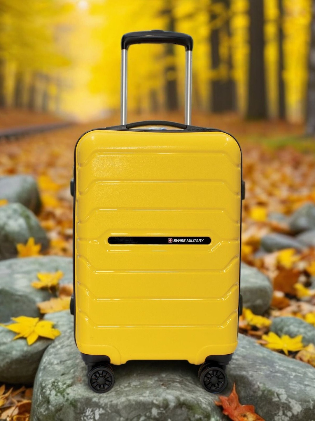 

SWISS MILITARY Rhombus Textured Hard-Sided Trolley Bag, Yellow