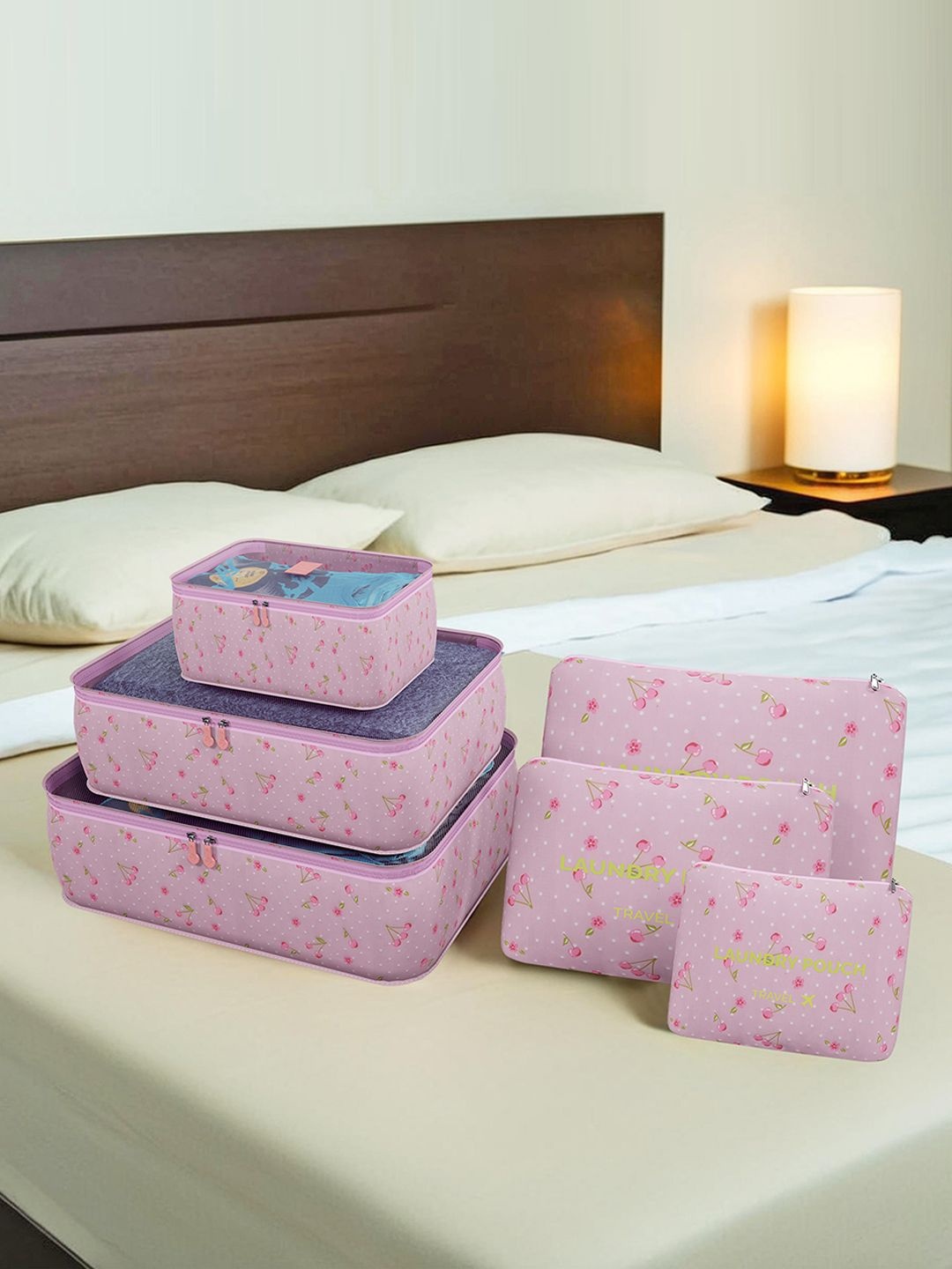 

Kuber Industries Unisex 24 Pcs Foldable Floral Printed Organisers, Purple