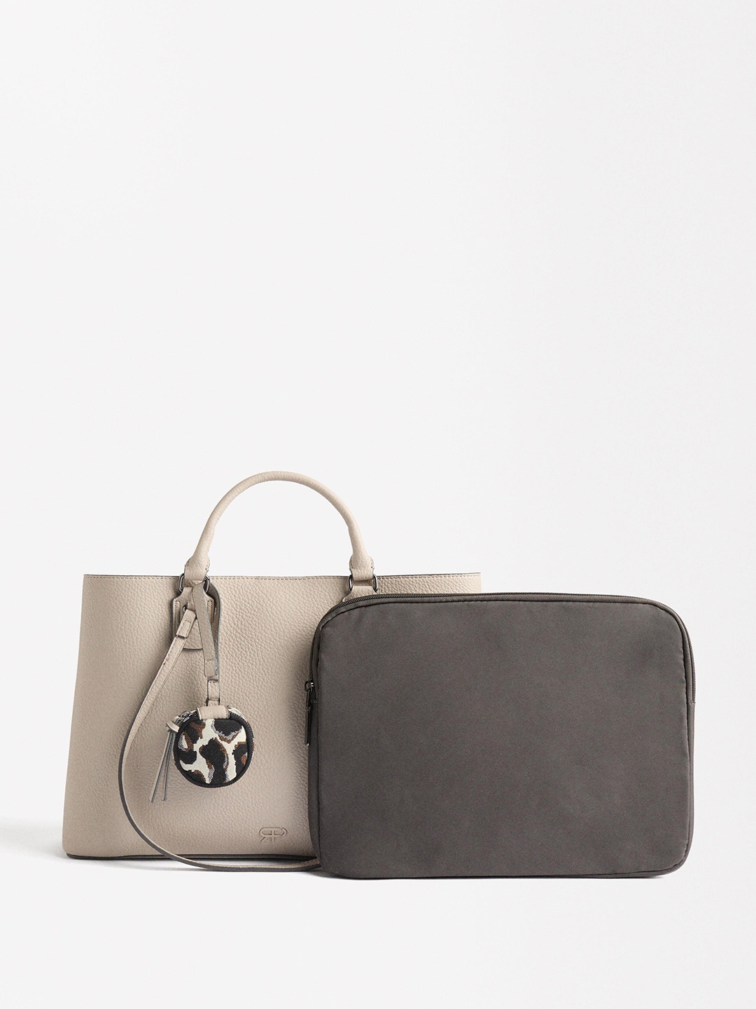 

PARFOIS Structured Shoulder Bag With Laptop Sleeve, Beige