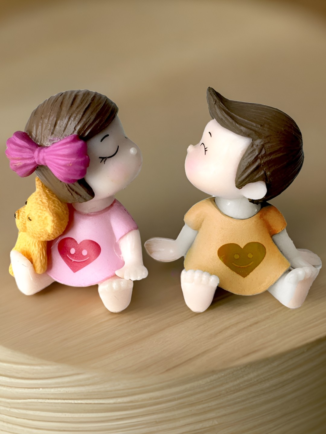 

Special You 3Pcs Yellow & Pink Ceramic Sitting Couple Showpieces