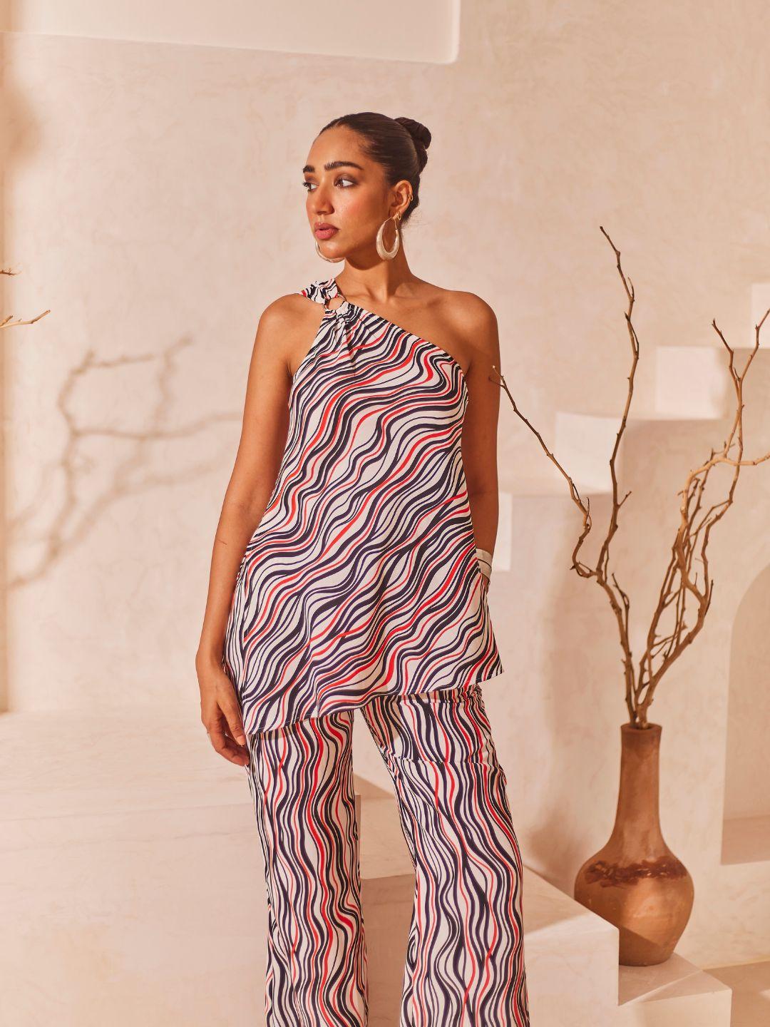 

Urban Suburban Women Printed One Shoulder Co-Ords, White
