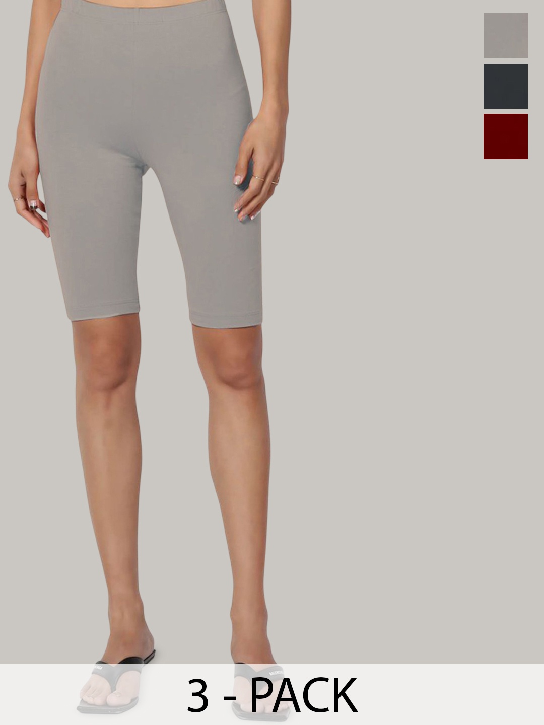

JILZ Girls Pack Of 3 High-Rise Above Knee Yoga Tights, Grey
