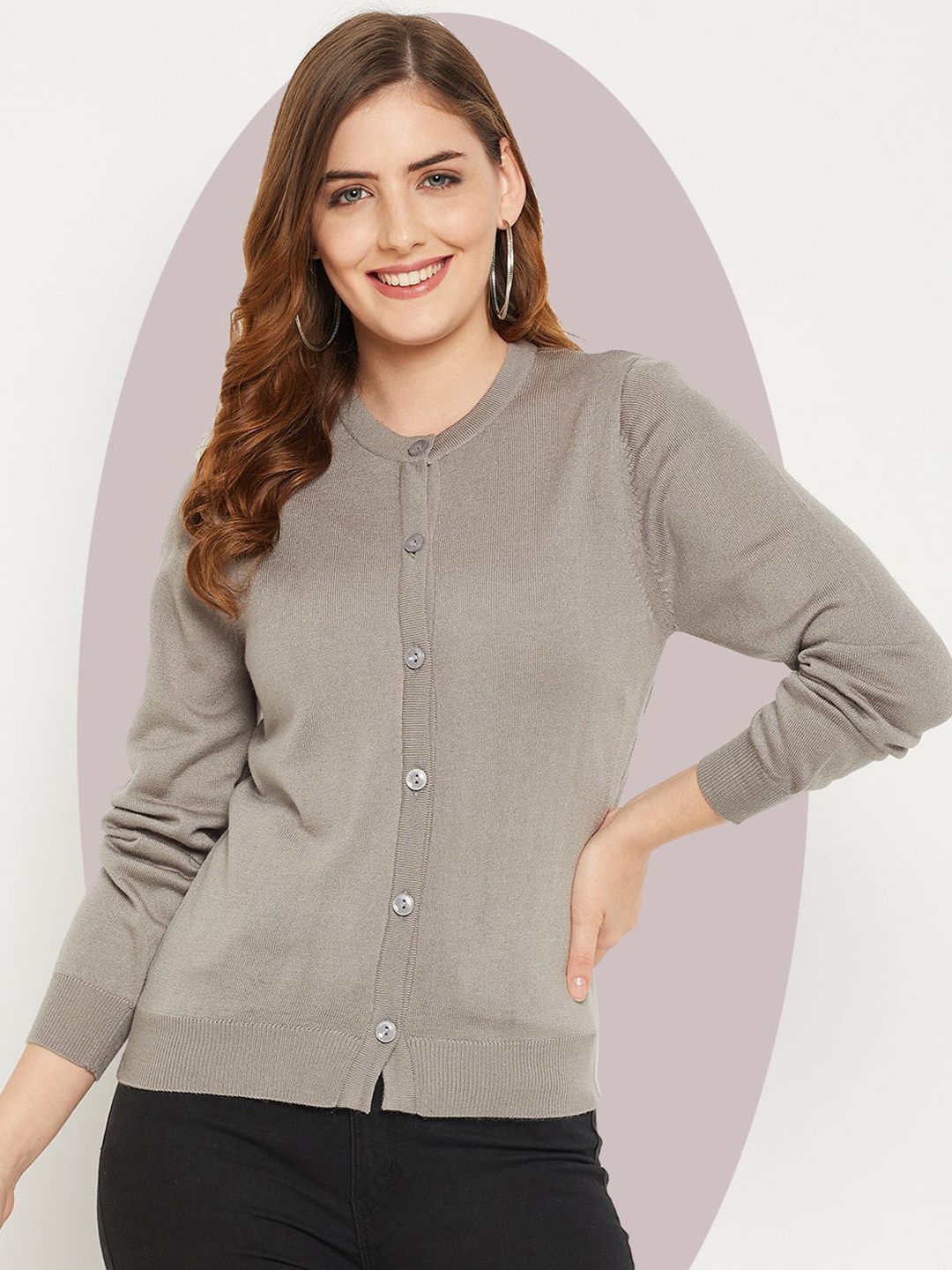 

Zigo Women Woollen Crop Cardigan, Grey