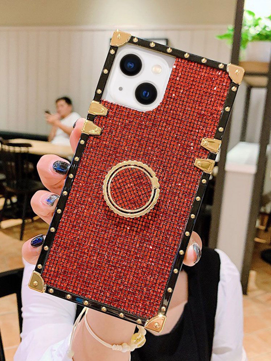 

Luxury Kase Solid Printed iPhone 14 Plus Back Case Mobile Accessories, Red