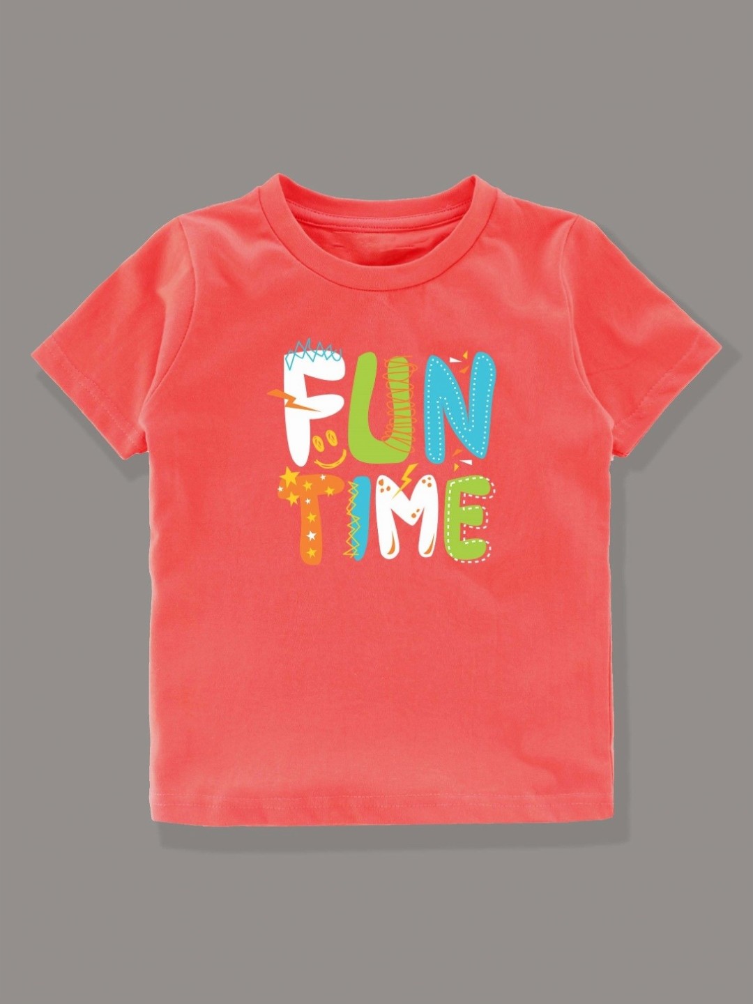 

KAVEE Boys Bio Finish Typography Printed Round Neck Cotton T-shirt, Peach