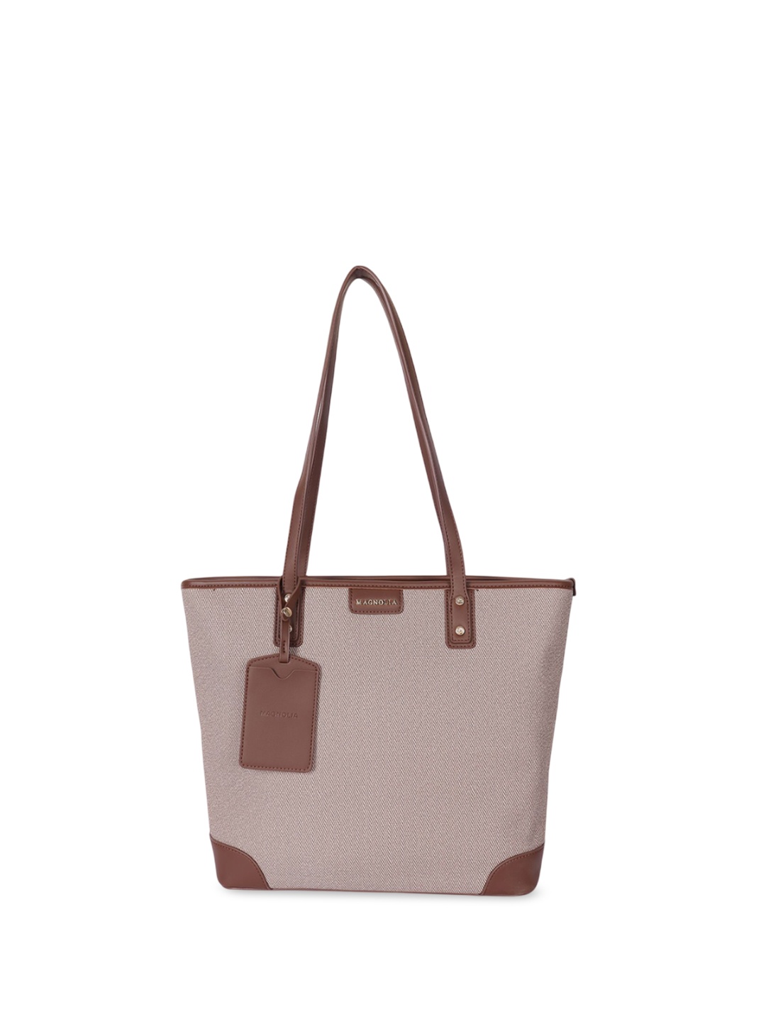 

MAGNOLIA PU Structured Tote Bag, Coffee brown