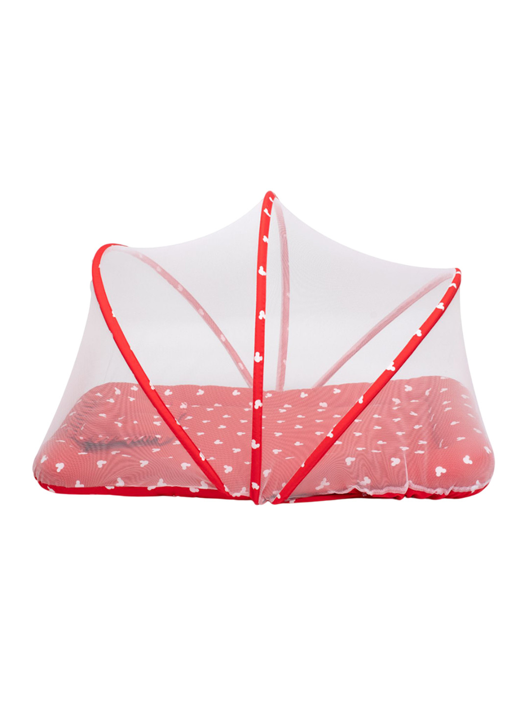 

TIDY SLEEP Infants Red & White Printed Baby Bed Set With Mosquito Net