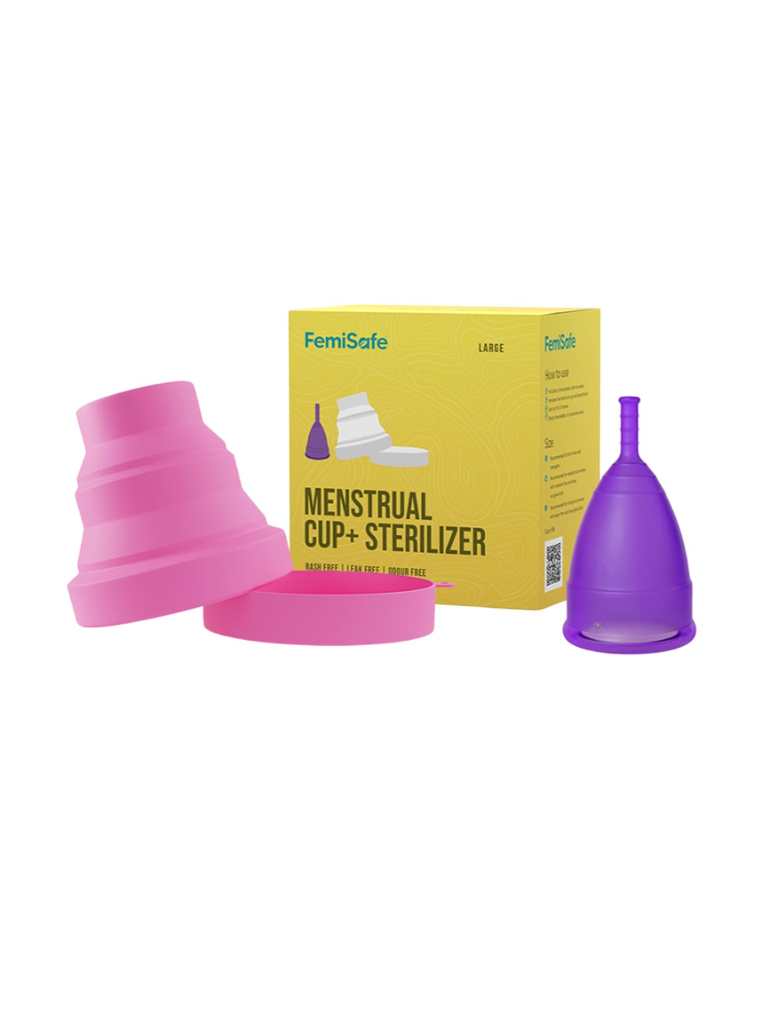 

FEMISAFE Menstrual Cup Large Size And Sterilizer Combo, Purple