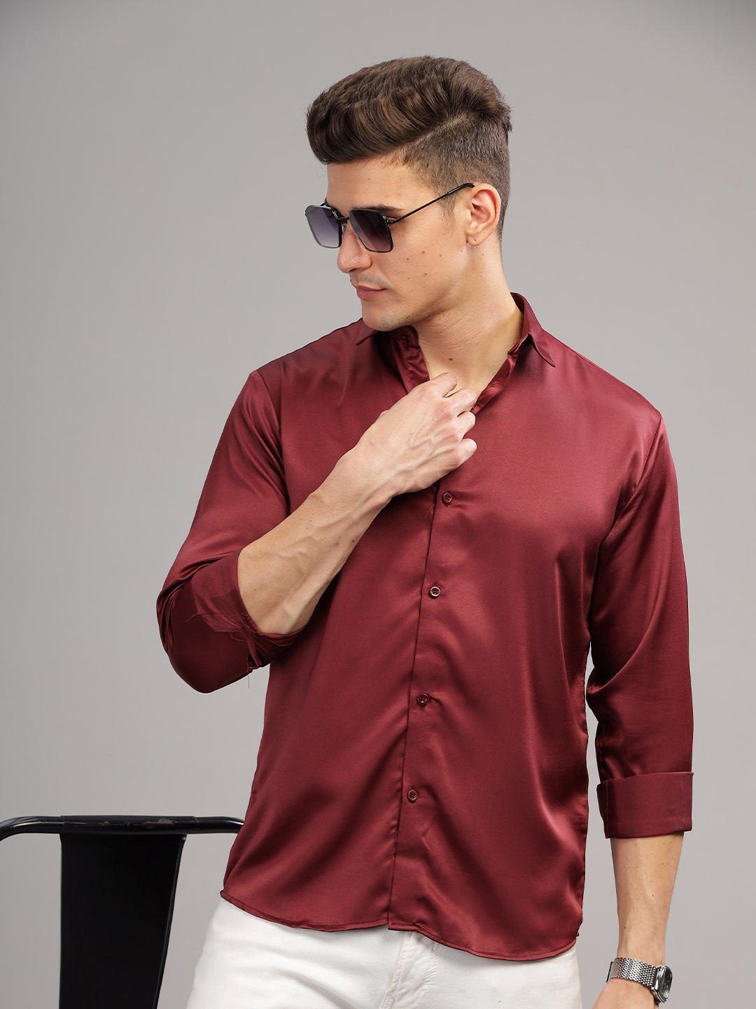 

BS BLUE SQUAD Men Slim Fit Opaque Casual Shirt, Maroon