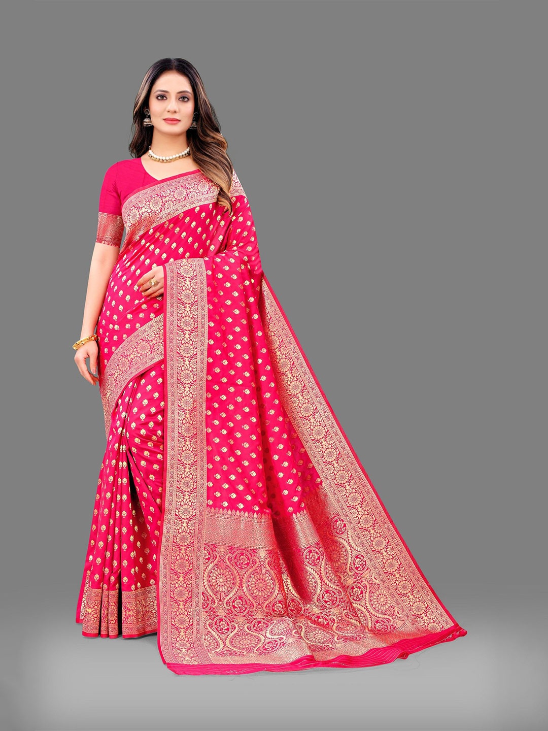 

LeeliPeeri Designer Woven Design Ethnic Motifs Zari Banarasi Saree, Pink