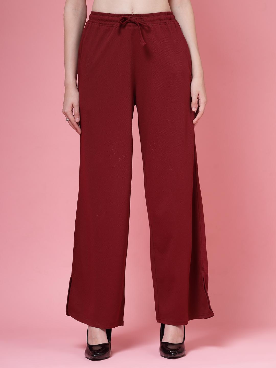 

PAUSE SPORT Women Original Flared Wrinkle Free Trousers, Maroon