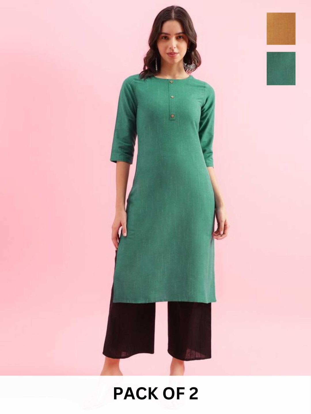 

KALINI Women Colourblocked Kurta, Green