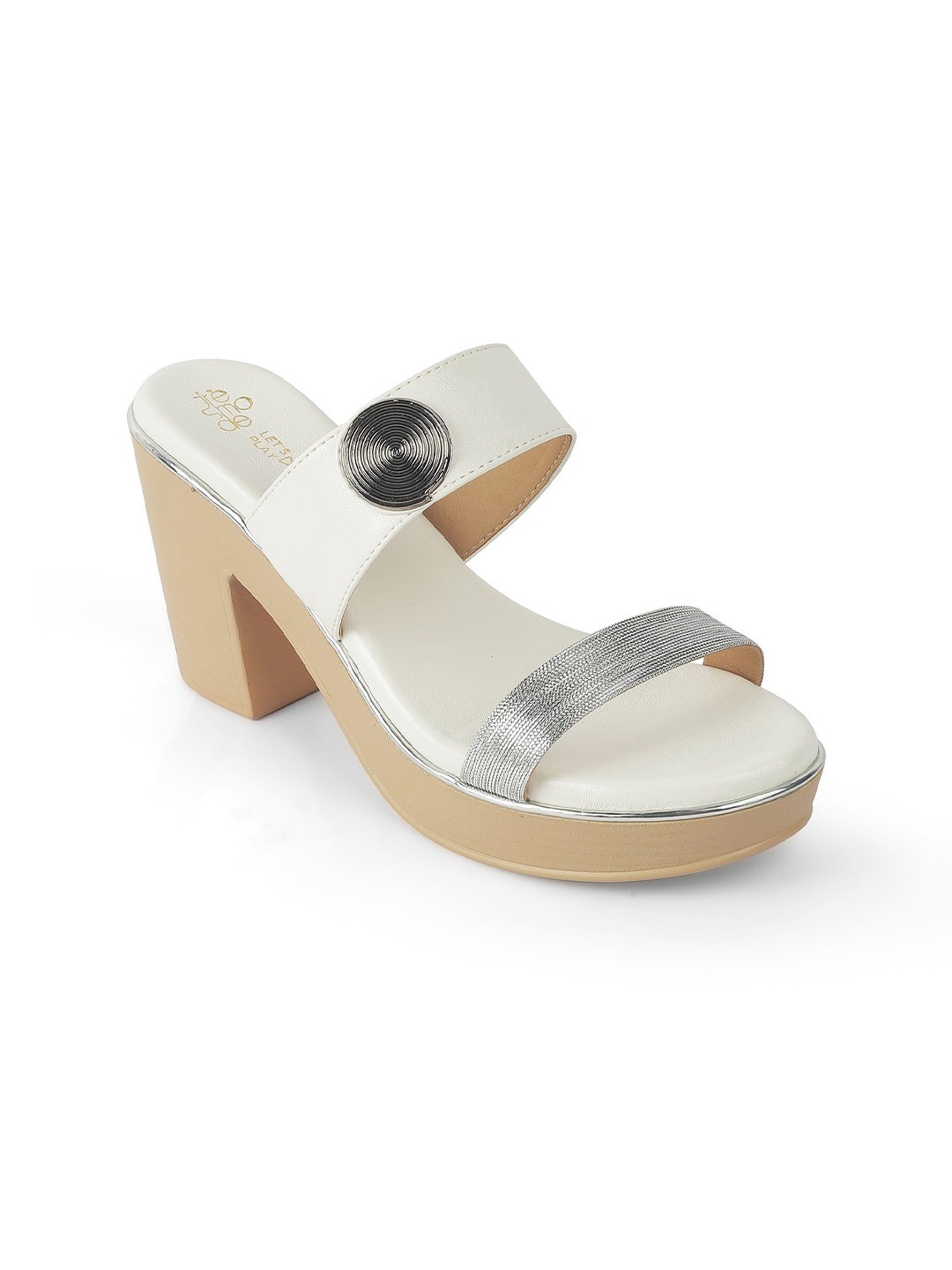 

Tresmode Women Embellished Block Heel Sandals, White