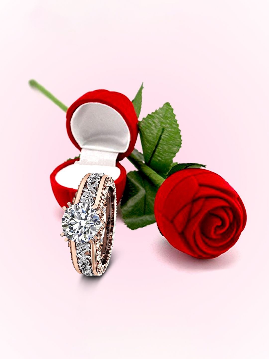 

Peora Rose Gold Plated Cubic Zirconia Studded Finger Ring