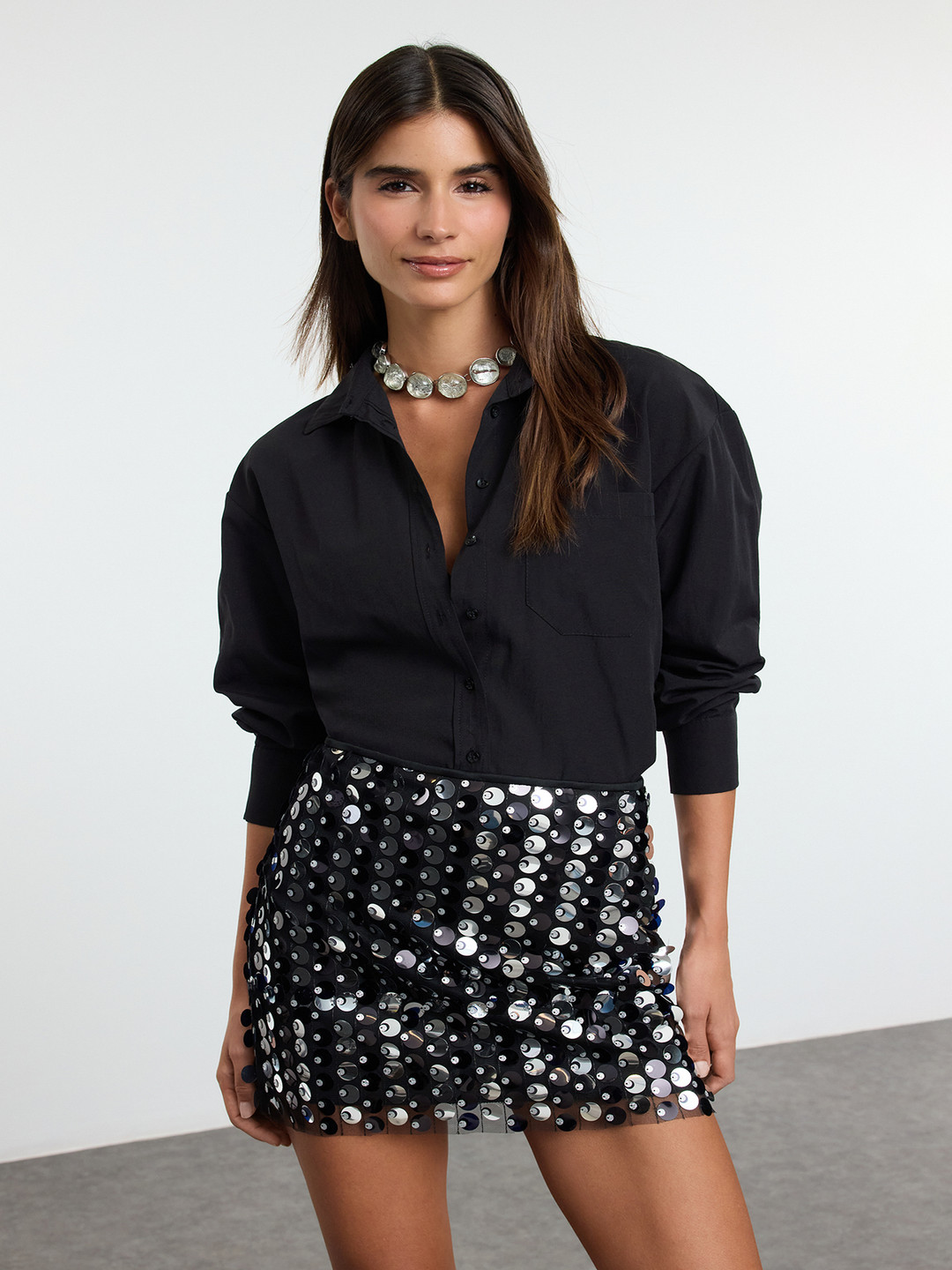 

Trendyol Women Embellished Midi Skirt, Black