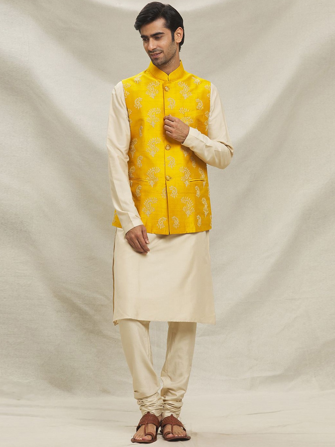 

Arihant Rai Sinha Men Regular Kurta with Trousers, Yellow