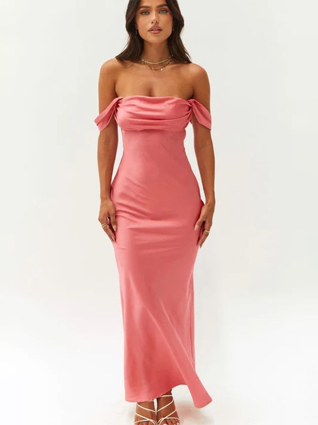 

LULU & SKY Women Off-Shoulder Maxi Dress, Red