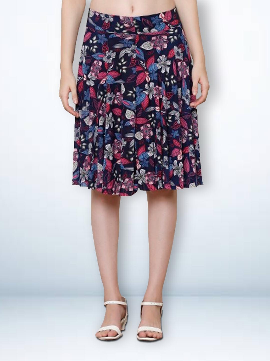 

Jinfo Women Floral Printed Skirt With Inner Short, Black