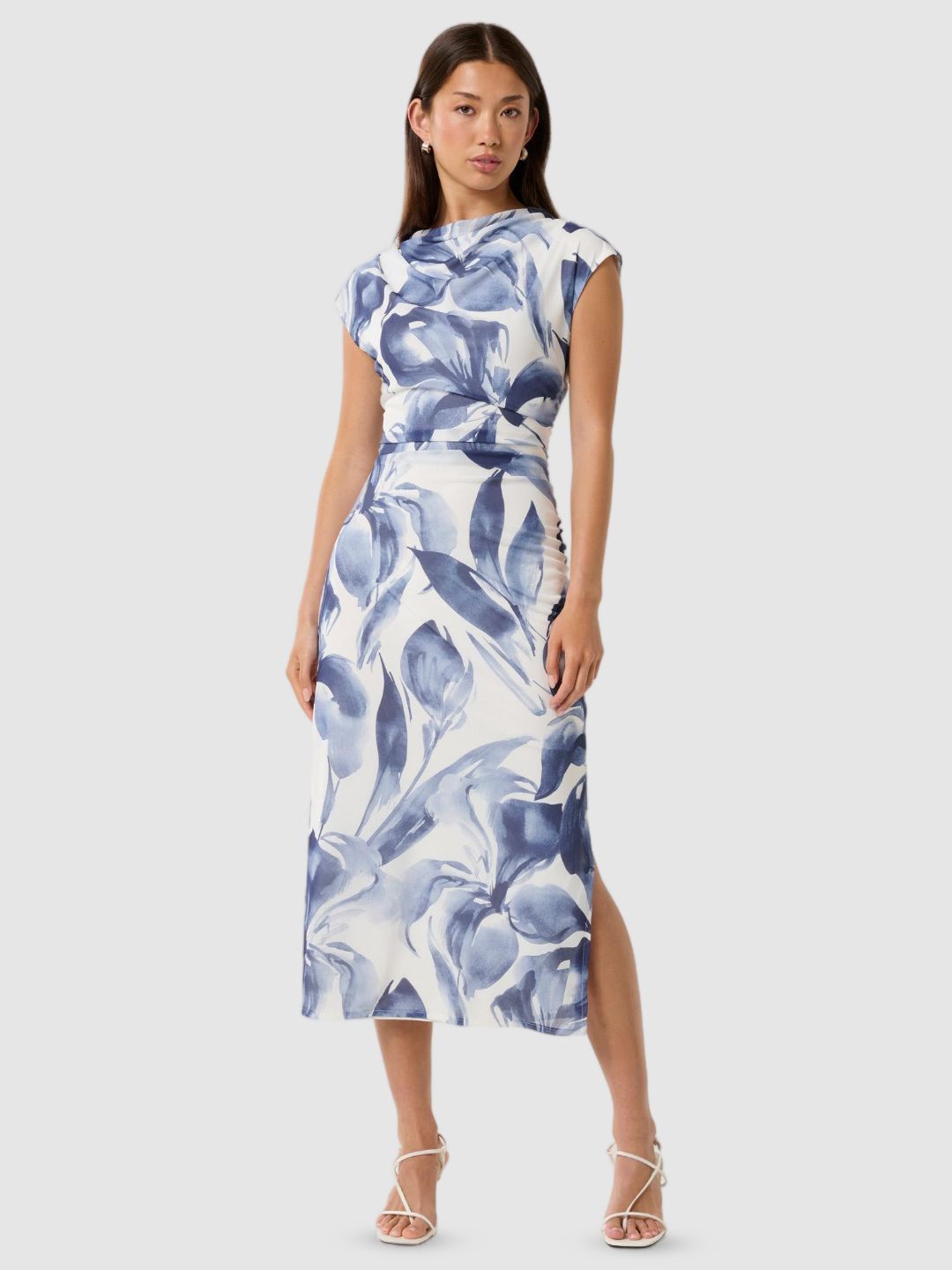 

Forever New Women Cap Sleeve Bodycon Midi Dress, White