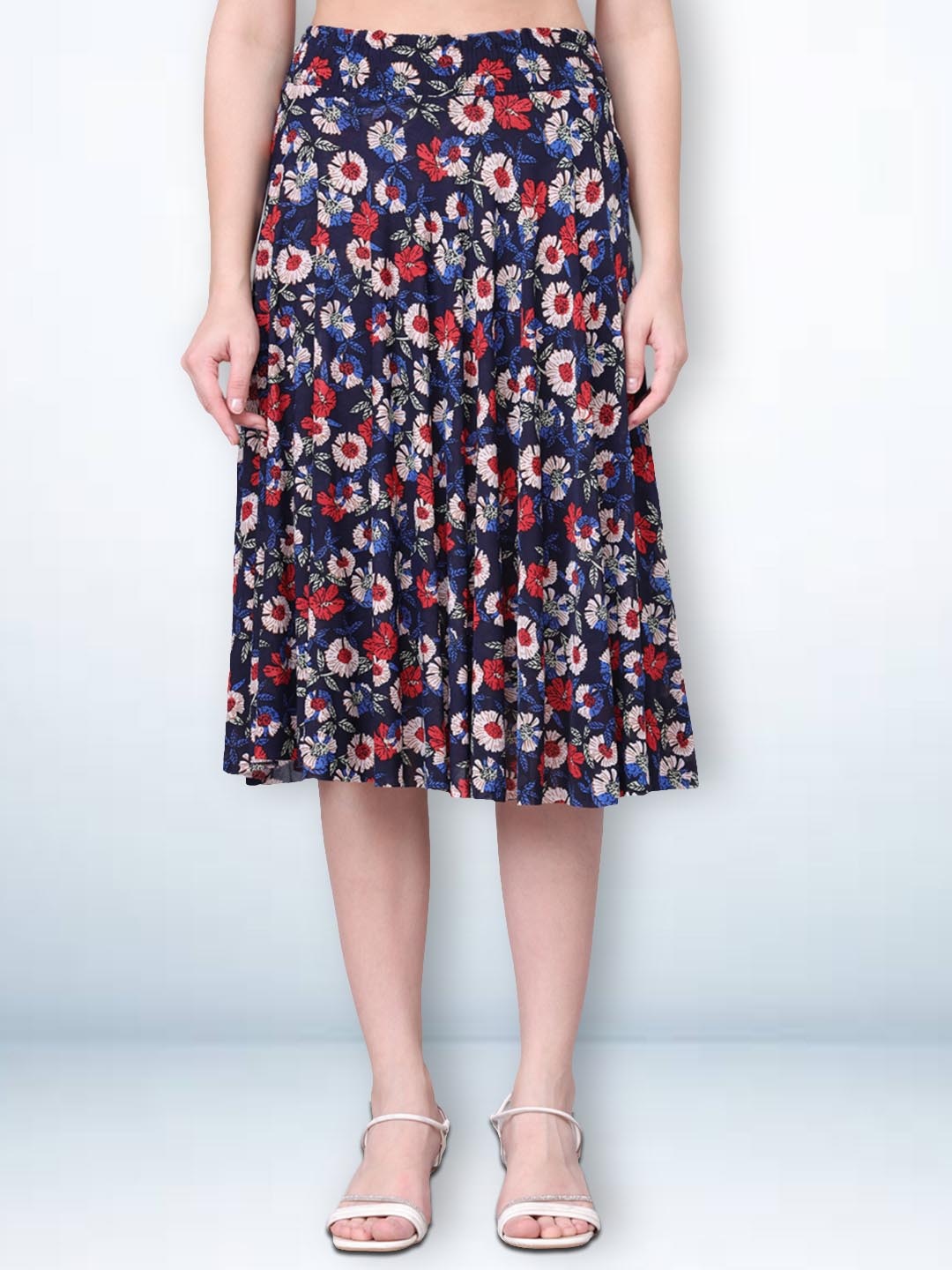 

Jinfo Women Printed Skirt With Inner Short, Navy blue