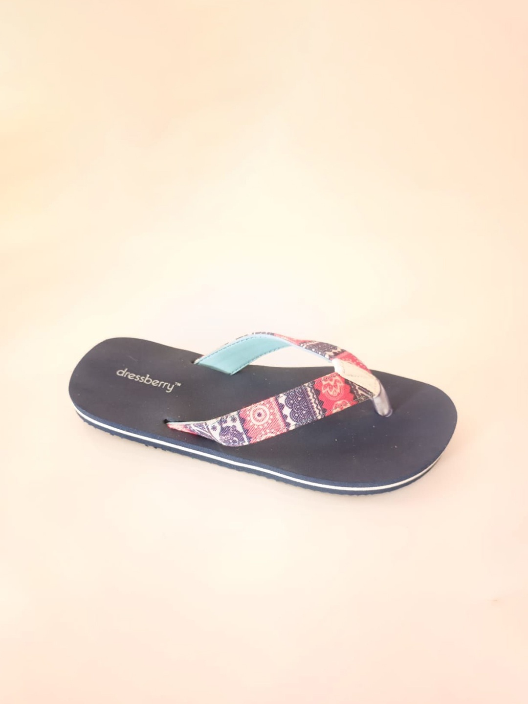 

DressBerry Women Printed Rubber Thong Flip-Flops, Navy blue