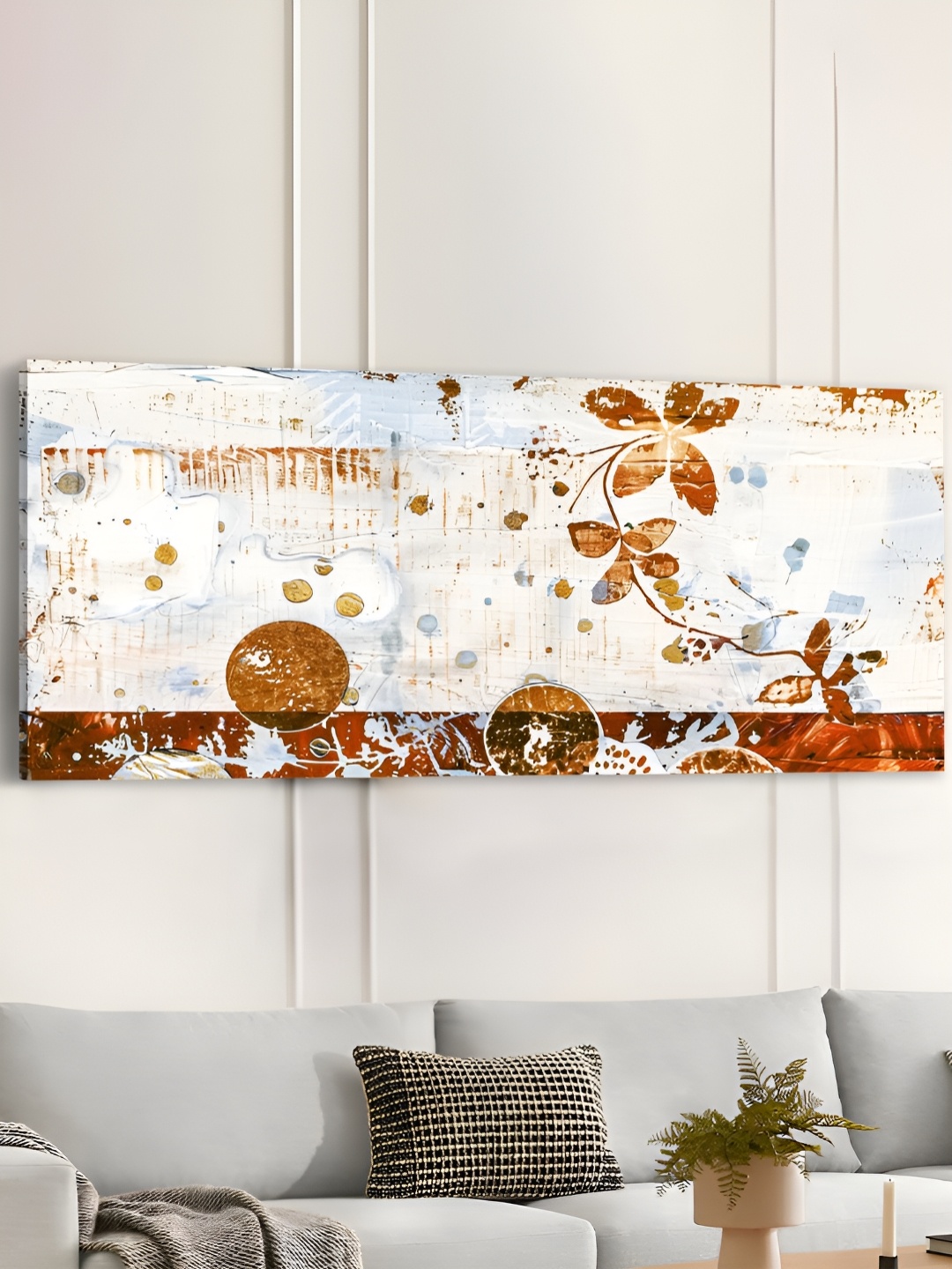 

Art Street Gold-Toned & Beige 1 Piece Canvas Abstract Wall Paintings