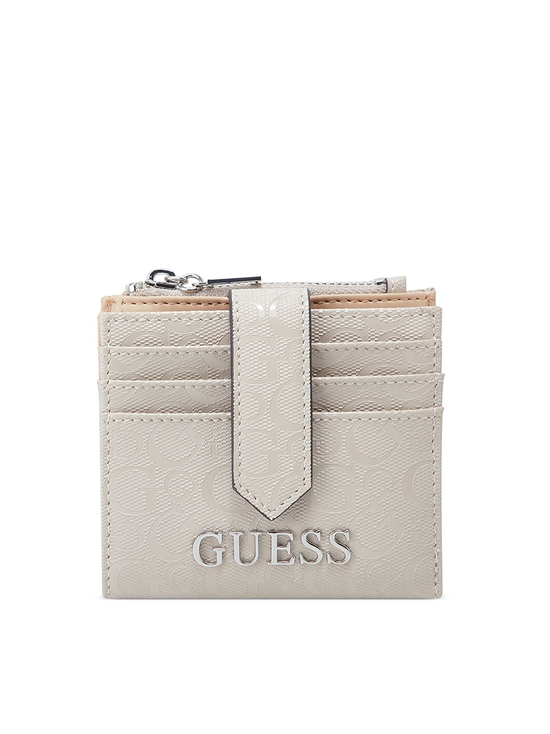 

GUESS Women Textured Card Holder, Beige