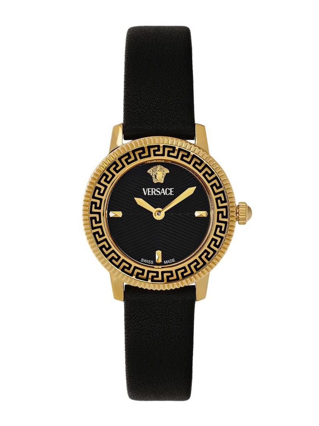 

Versace Women Patterned Brass Dial & Leather Straps Analogue Watch VEUCA0224, Blue