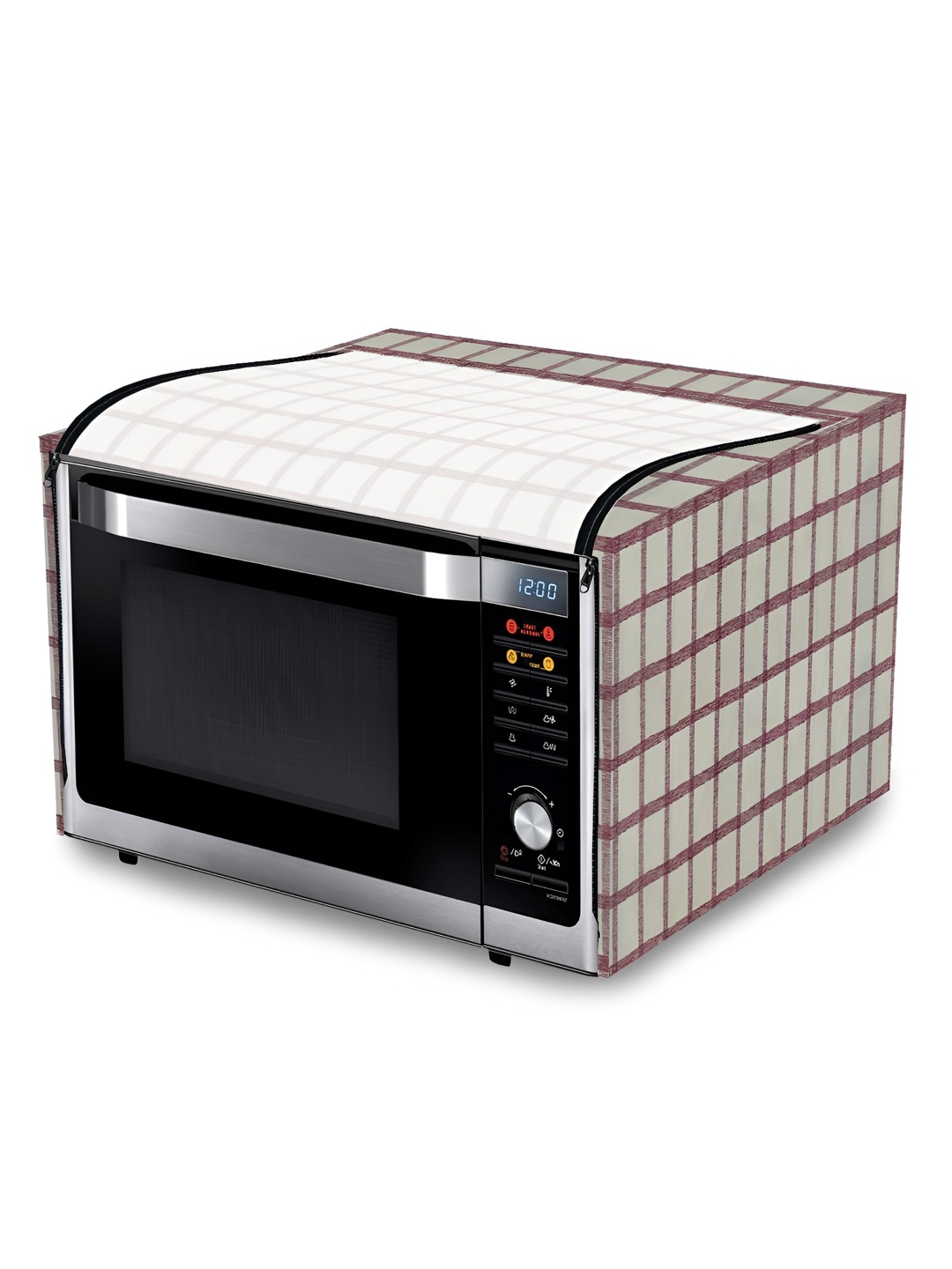 

KANUSHI INDUSTRIES Beige & Maroon Printed Waterproof Microwave Oven Cover