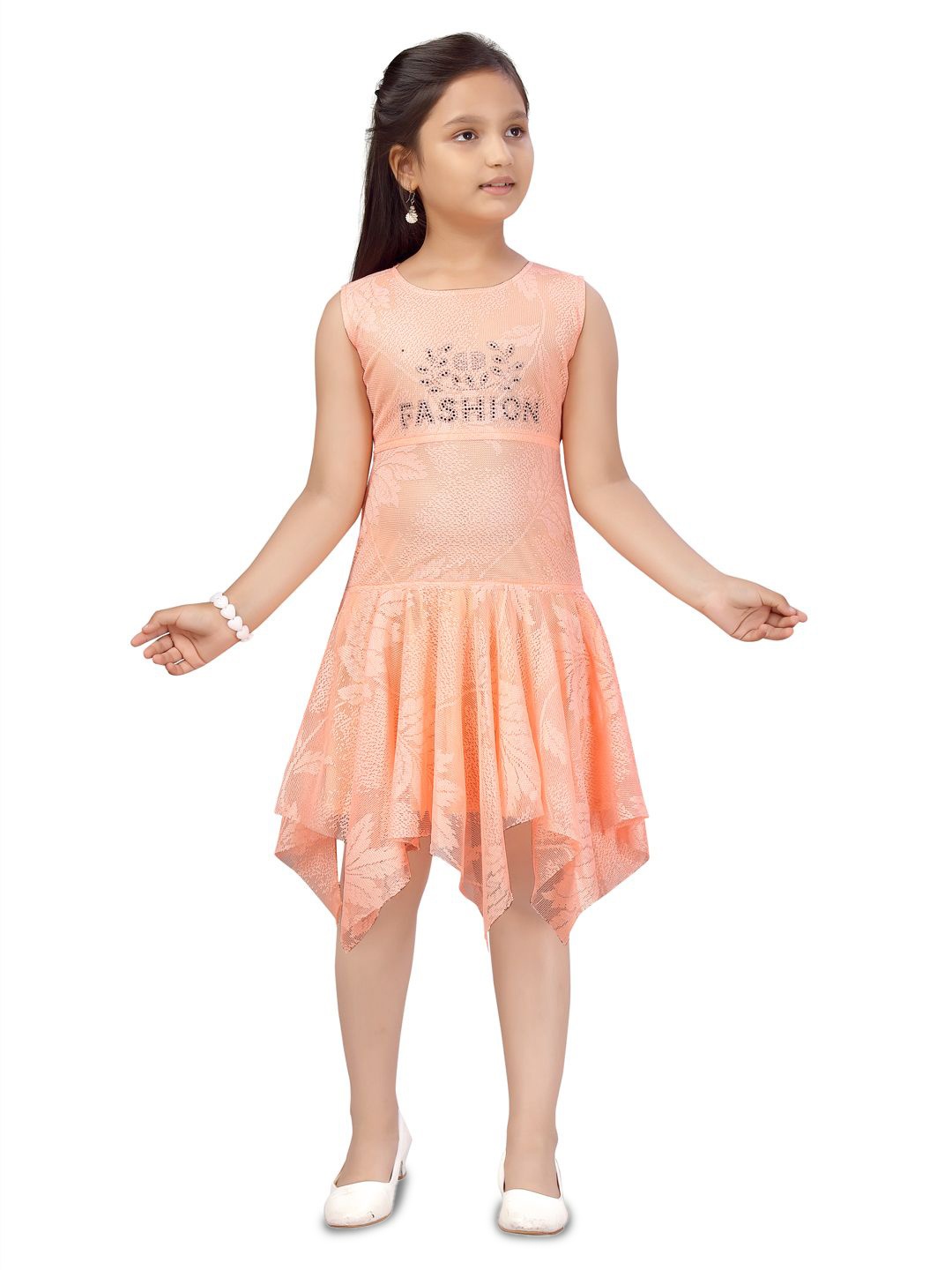 

Sangria Girls Embellished Asymmetric Dress, Peach