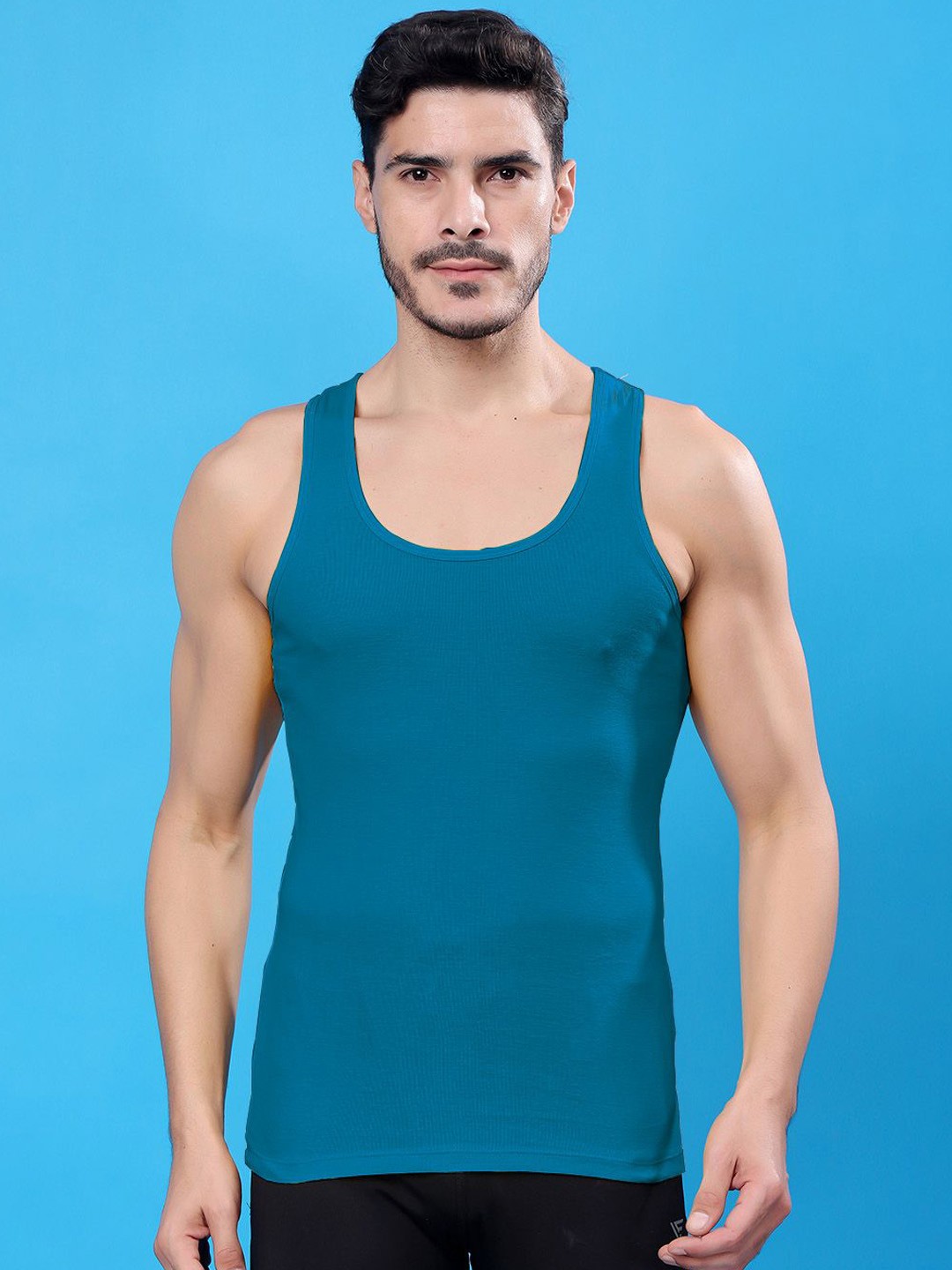 

FBAR Men Bio-Wash Pure Cotton Innerwear Vest, Turquoise blue