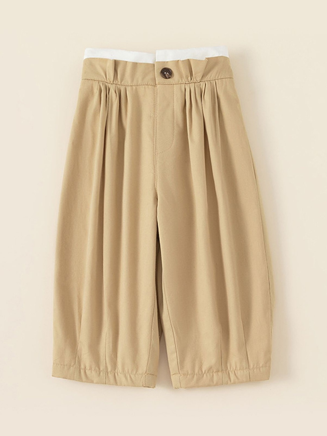

LULU & SKY Girls Loose Fit Pleated Trousers, Khaki