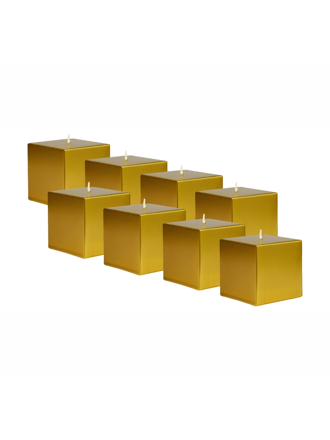 

atorakushon Gold 8 Pieces Scented Squre Cube Pillar Candle